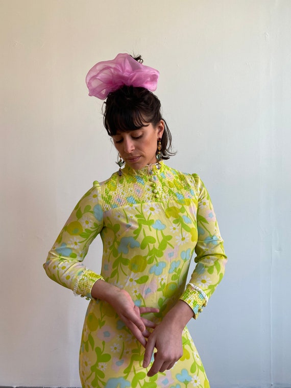 60s Mod Floral Lime Mini Dress
