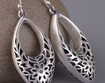 sterling silver earring flowers earring drop earring for woman for girl