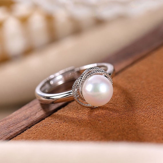 Adjustable Sterling Silver Pearl Ring Elegant Sterling Band With Lustrous  Pearl, Classic Jewelry, Gift for Her - Etsy