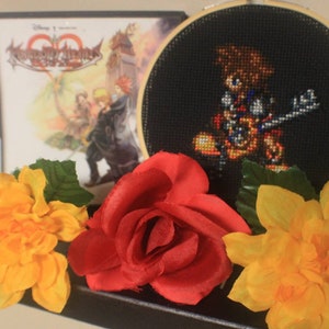 Kingdom Hearts Chain of Memories Pixel Sora Finished Cross Stitch