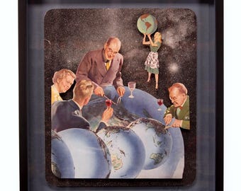 Eat The World - Hand cut high-relief collage