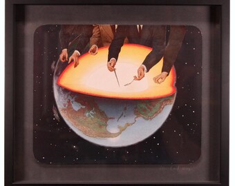 Dig In - Hand cut high-relief collage