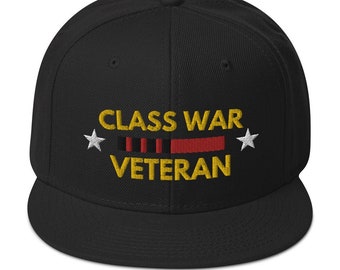 Gorra snapback de veterano de la guerra de clases / Sindicatos / Derechos de los trabajadores / Socialismo / Marxismo / Impuestos a los ricos / Igualdad / Democracia / Voto