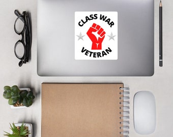 Class War Veteran Social Justice AOC Bernie Ilhan BLM 3in 4in o 5.5in Pegatina. Gran idea de regalo.