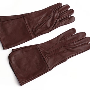 Men's Handmade Genuine Leather Medieval Renaissance Gauntlet Cosplay Gloves long arm cuff Brown