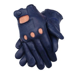 Men's Genuine Leather Handmade Driving Gloves with Knuckle Holes image 8