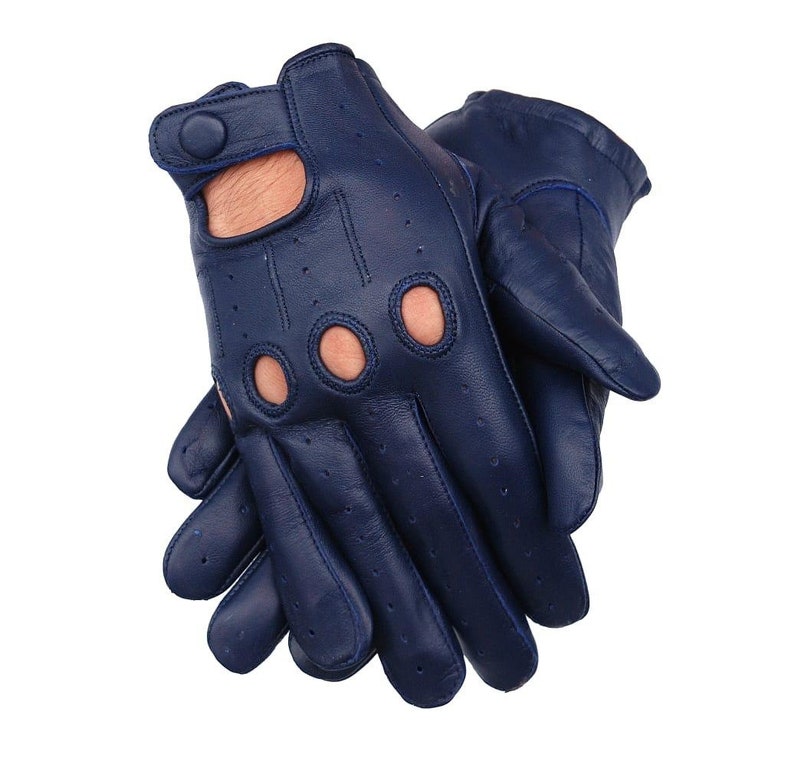 Men's Genuine Leather Handmade Driving Gloves with Knuckle Holes image 8