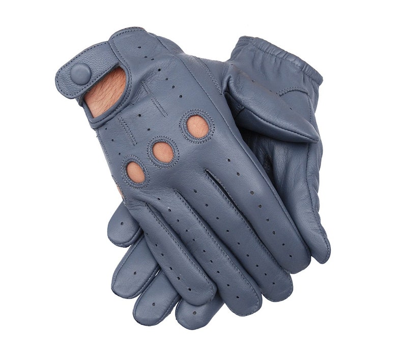 Men's Genuine Leather Handmade Driving Gloves with Knuckle Holes image 3