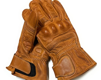 Gants de moto en cuir haut de gamme Gauntlet