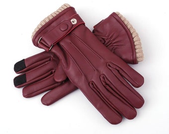 Women's Handmade Genuine Sheep Leather Winter Warm Dress, Driving, Riding, Texting Gloves.