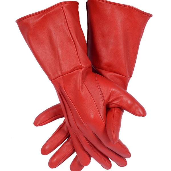Men's Handmade Genuine Leather Medieval Renaissance Gauntlet Cosplay Gloves long arm cuff