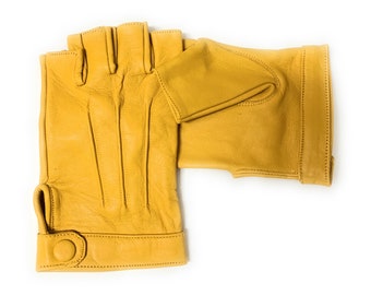 Women's Genuine Sheep Leather Hand Made Half Finger Cycling, Outdoor Sports Gloves