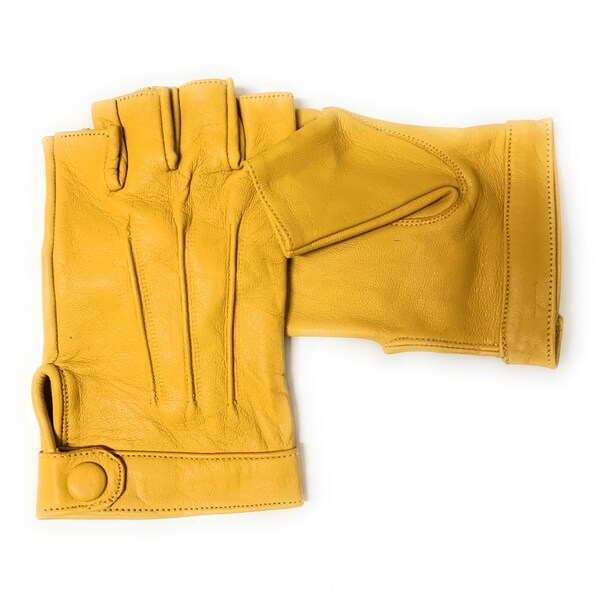 Men's Genuine Sheep Leather Dress Driving Gloves - Unlined Formal Casual Yellow Large
