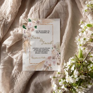 Wedding Invitation Template with Pink, White, and Cream  Wedding Invitation | Invitation Templates | Printable Wedding Invitations