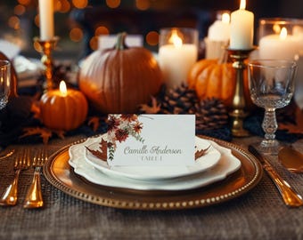 Fall Place Card Template | Thanksgiving | Thanksgiving Place Card| Place Card| Name Card | Thanksgiving Place Card |Editable Templates