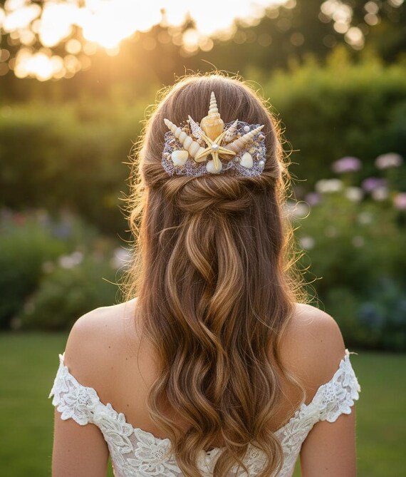 etsy bridal haor accessories star fish Gorais Starfish Beach Wedding Hair Clip Silver Pearl Hair Piece Conch Hair Decoration Hair for Bride and Flower Girls (Pack of 1) : Beauty & Personal Care Destination Weddings * Coastal coral turquoise starfish Hair accessoires