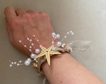 Bridesmaid Bracelet,Wedding starfish Corsage, Starfish Bridesmaid Bracelet, Beach Wedding Bracelet, Bridesmaid Bracelet gift