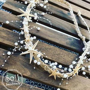 Bridal Crown, Beach Wedding Starfish Crown, Mermaid Headband, Pearl and Starfish Hair Accessory,For postpartums, brides and birthday parties