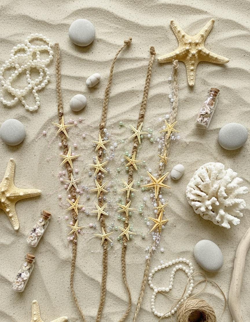 Fascia E Tiara Bohémien Con Stella Marina, Perle E Conchiglie, Accessorio Per Capelli Donna, Per Matrimonio E Spiaggia