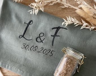 Geschirrtuch bestickt, Küchentuch, Hochzeit , Hochzeitsgeschenk , Geschenkidee zur Hochzeit, Eigenheim, individuell, initialen, Hochzeitstag