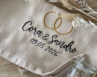 Geschirrtuch bestickt, Küchentuch, Hochzeit , Hochzeitsgeschenk , Geschenkidee zur Hochzeit, Eigenheim, individuell, initialen