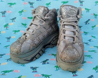 Silver Glitter Vintage Buffalo Platform Shoes EU37