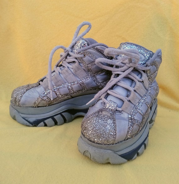Silver Glitter Vintage Buffalo Platform Shoes EU37