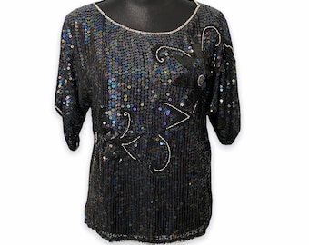 Vintage Nandan Sequined Top Women's Medium Large