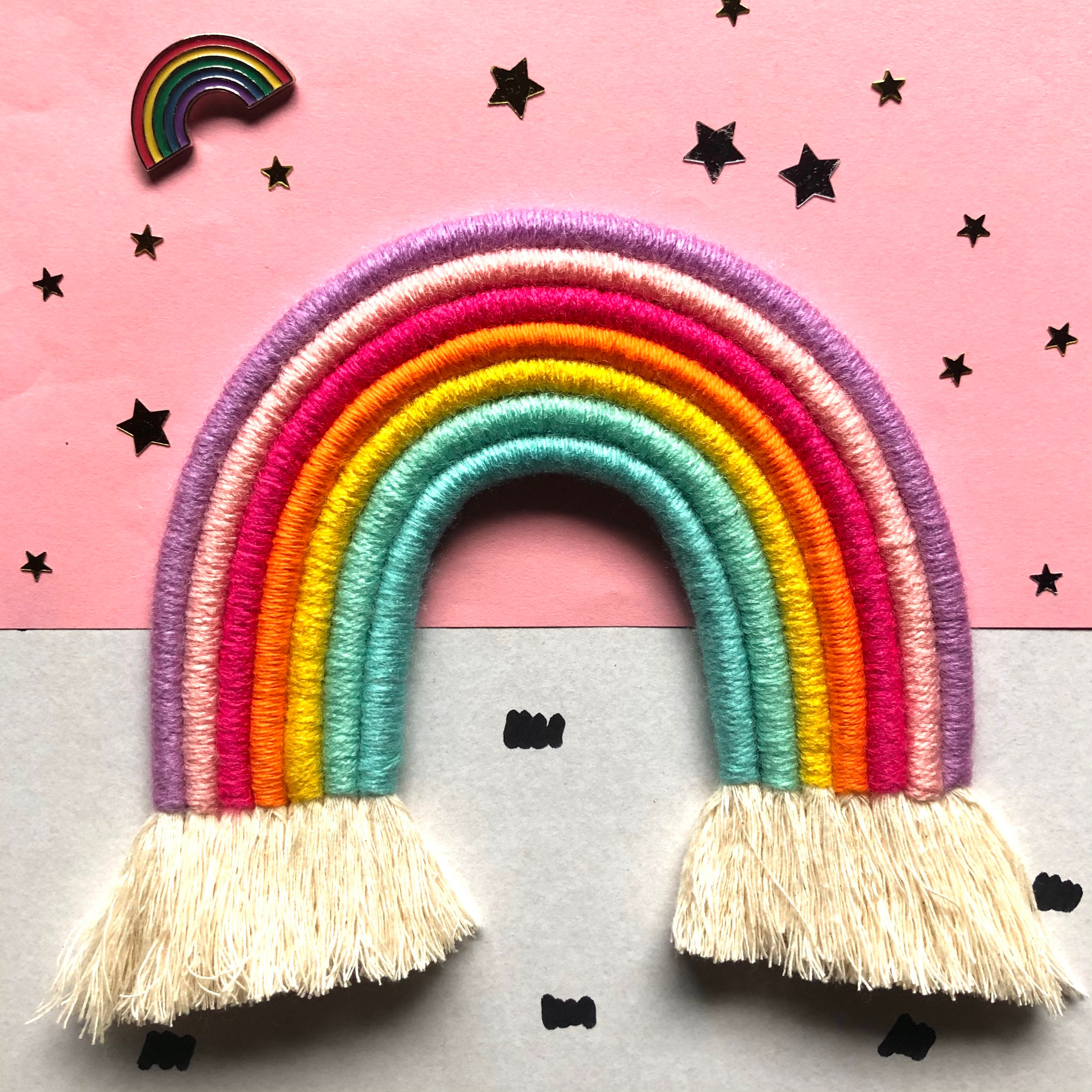 Rainbow Wall Hanging Nursery Decor Yarn Wall Hanging Polka Etsy