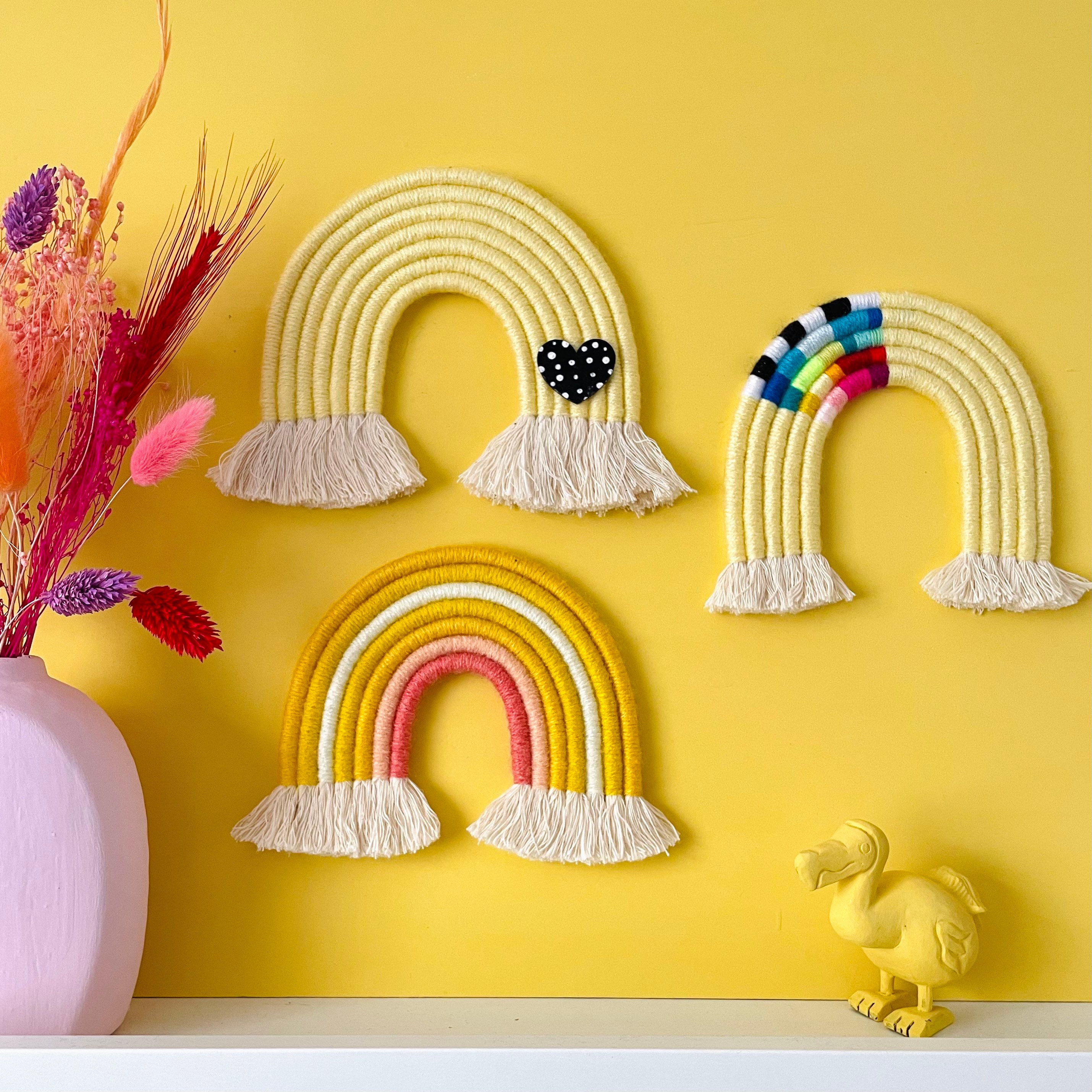 Rainbow Wall Hanging Nursery Decor Yarn Wall Hanging Fibre Etsy UK