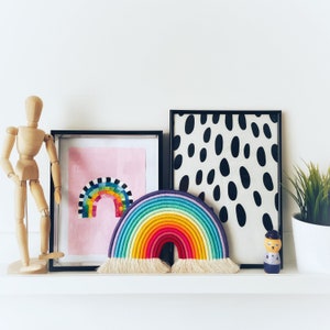 Rainbow wall hanging, macrame rainbow, pastel tapestry, nursery wall art, baby shower gift idea, rope rainbow, wall gallery, kids room decor