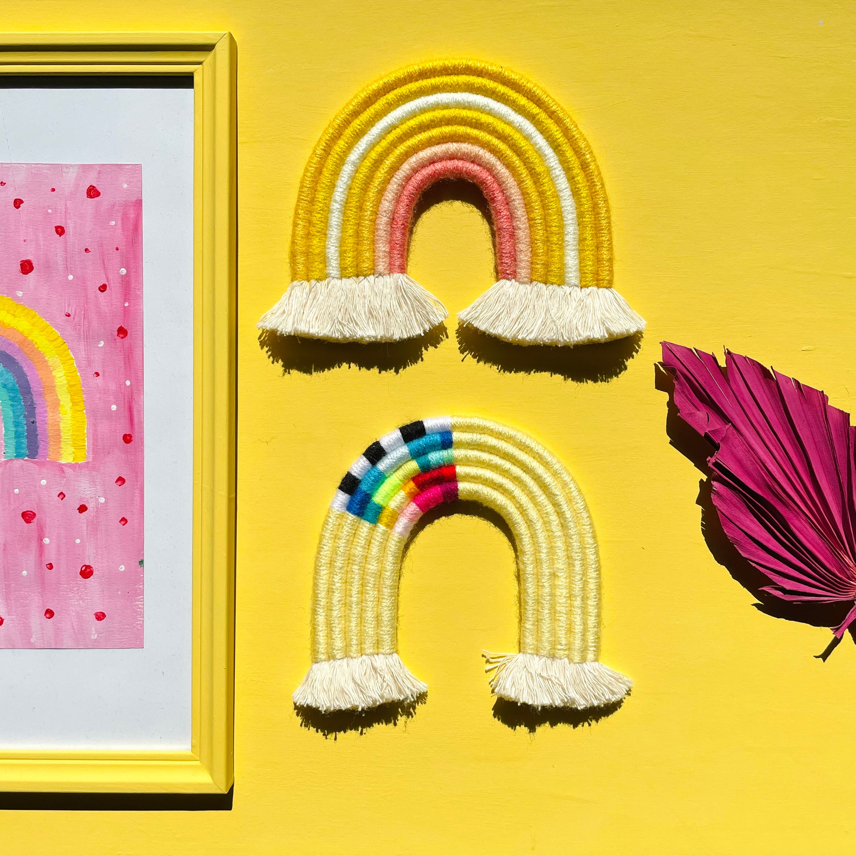 Rainbow Wall Hanging Nursery Decor Yarn Wall Hanging Fibre Etsy UK