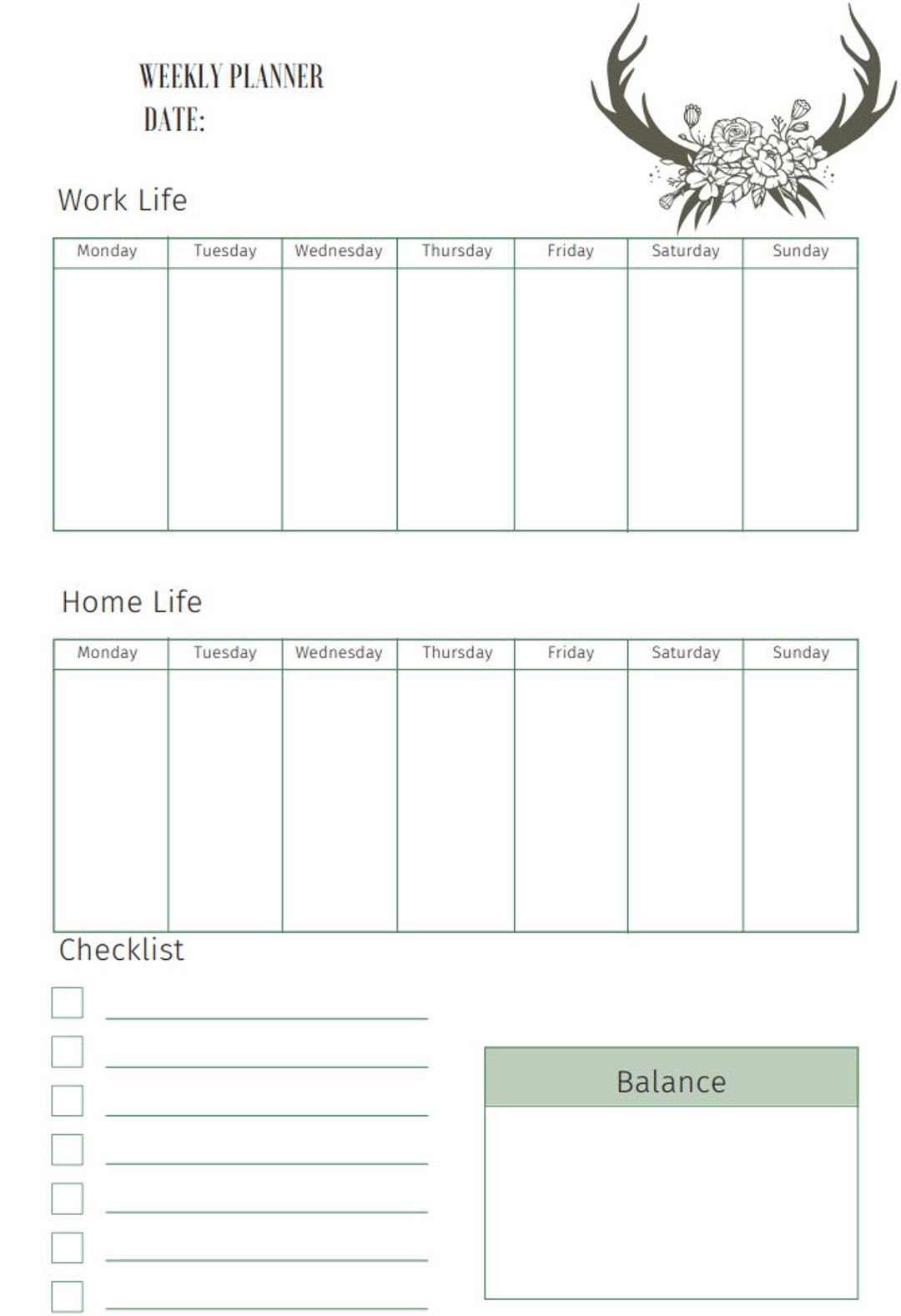 Work Life Balance Planner Page - Etsy