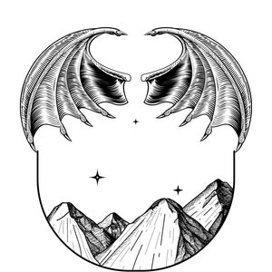 ACOTAR - Rhys - Skrzydła nietoperza - góry - gwiazdy - Projekt do pobrania cyfrowego - SVG