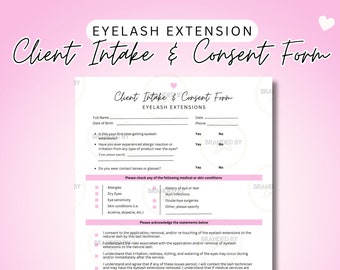 Editable Simple Eyelash Extensions Intake and Consent Form