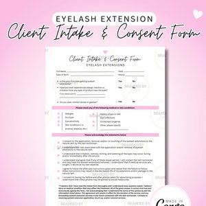 Editable Simple Eyelash Extensions Intake and Consent Form
