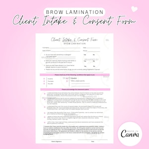 EDITABLE Brow Lamination Client Intake and Consent Form