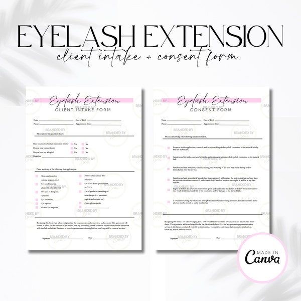 Editable Eyelash Extensions Consent Form
