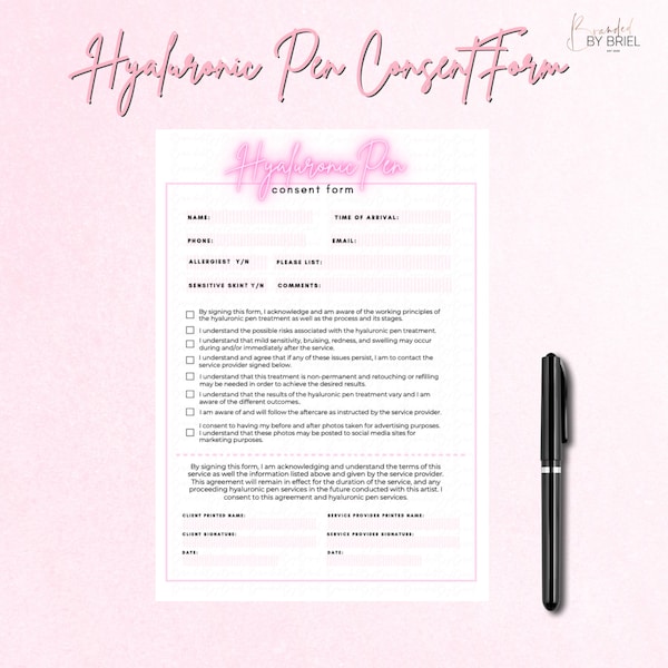 Hyaluronic Pen Consent Form PRINTABLE & DOWNLOADABLE!