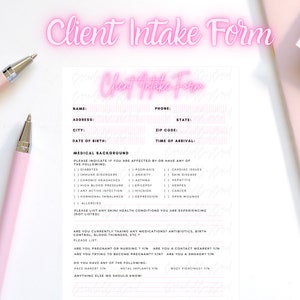 Client Intake Form and Client Self-Assessment for Estheticians PRINTABLE & DOWNLOADABLE