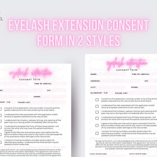 Eyelash Extensions Consent Form - Etsy
