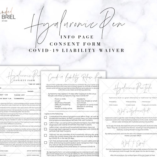 Hyaluronic Acid Pen Consent Form Facial Fillers Consent Form Etsy