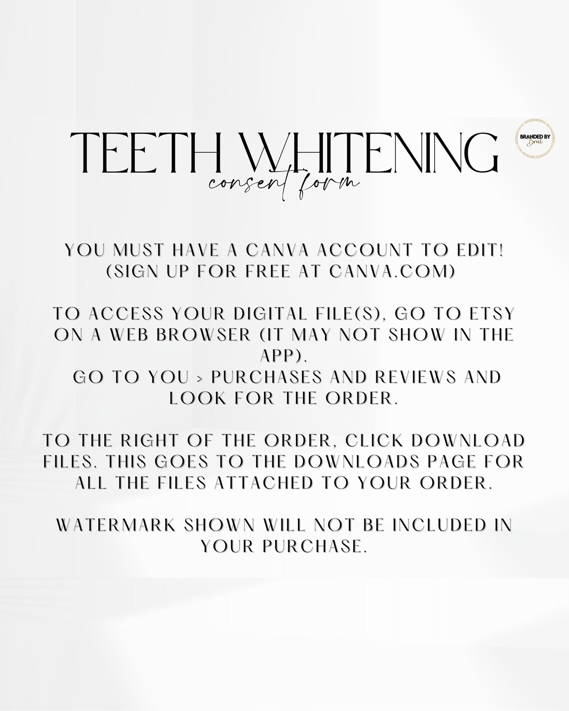 Editable Teeth Whitening Consent Form Template Etsy