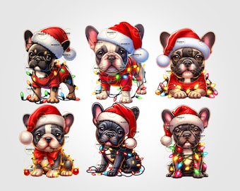 Frenchie French Bulldog Christmas Holiday Themed PNG
