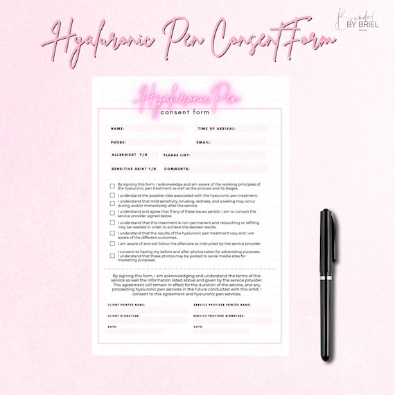 Hyaluronic Acid Pen Consent Form Hyaluron Pen Consent Form Stationery