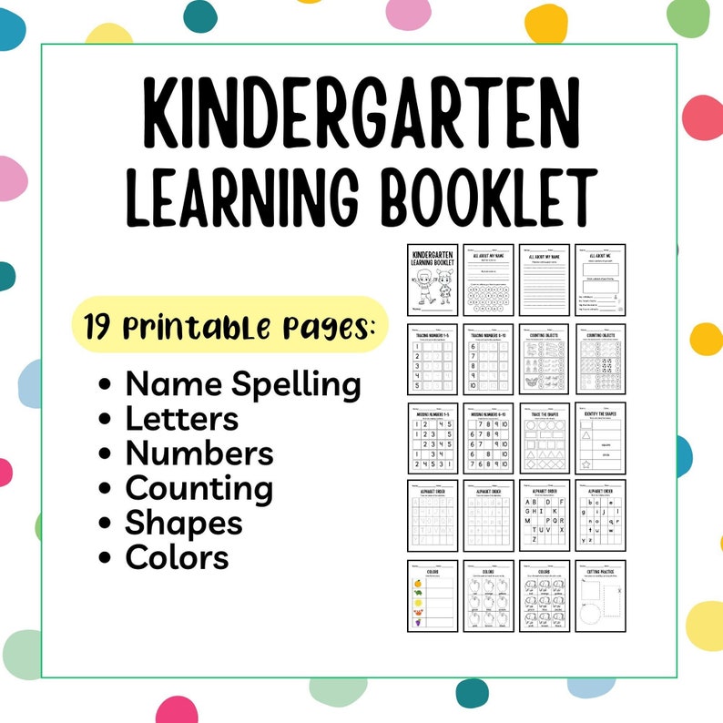 Printable Kindergarten Preschool Learning Booklet Etsy