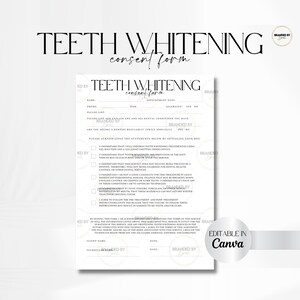 Modelo editável de formulário de consentimento para clareamento dental