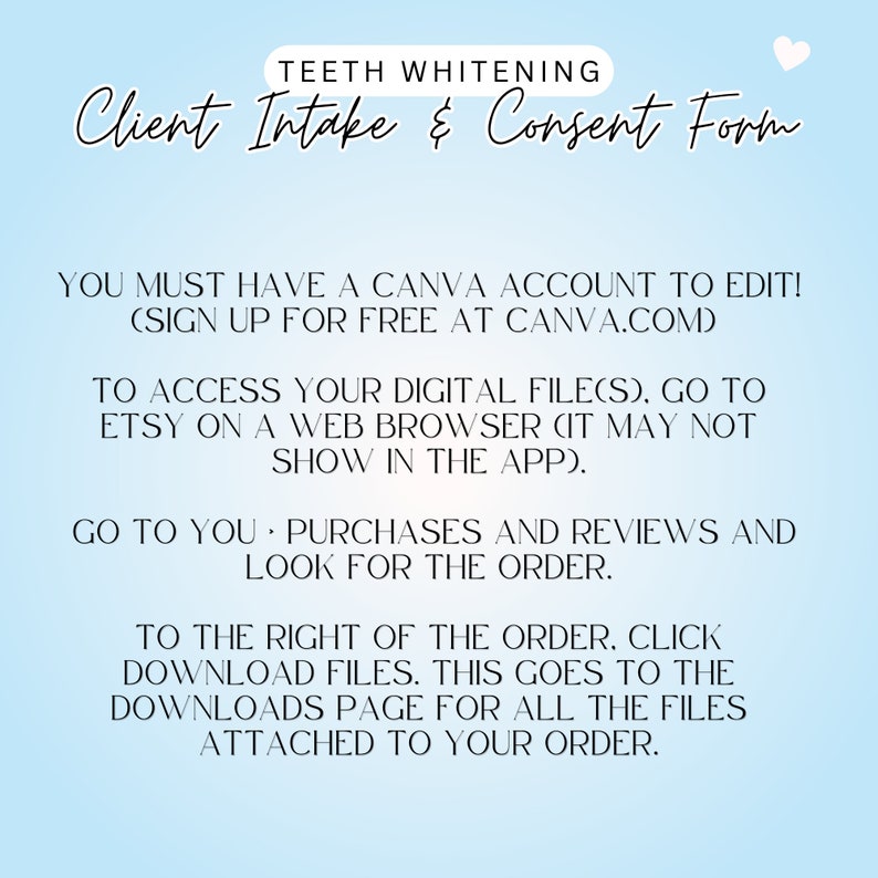Editable Teeth Whitening Intake and Consent Form Template Etsy