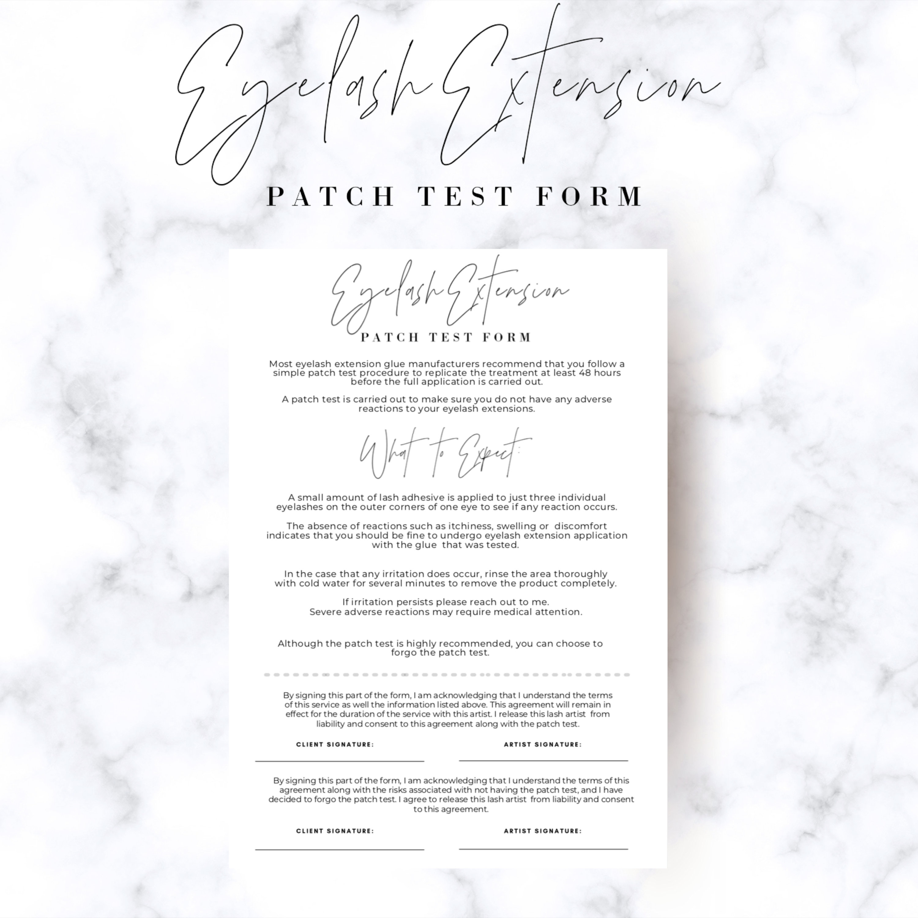 Simple Eyelash Extensions Consent Form PRINTABLE &amp; | Etsy