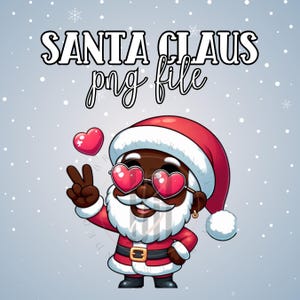 African American Cartoon Schwarz Weihnachtsmann mit Sonnenbrille Weihnachten Sublimation Urlaub PNG